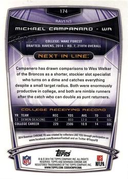 2014 Bowman Chrome - Black Refractor #174 Michael Campanaro Back