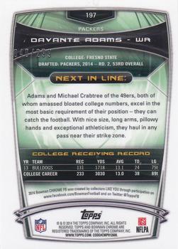 2014 Bowman Chrome - Black Refractor #197 Davante Adams Back