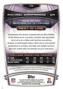 2014 Bowman Chrome - Gold Refractor #174 Michael Campanaro Back