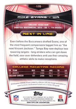 2014 Bowman Chrome - Red Refractor #170 Mike Evans Back