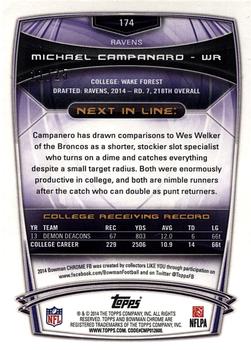 2014 Bowman Chrome - Red Refractor #174 Michael Campanaro Back