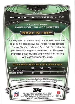 2014 Bowman Chrome - Red Refractor #213 Richard Rodgers Back