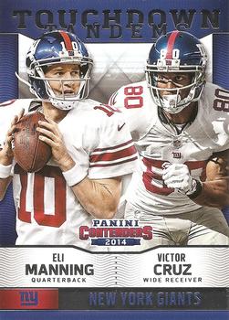2014 Panini Contenders - Touchdown Tandems #3 Eli Manning / Victor Cruz Front