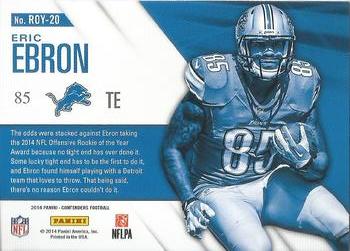 2014 Panini Contenders - Rookie of the Year Contenders #ROY-20 Eric Ebron Back