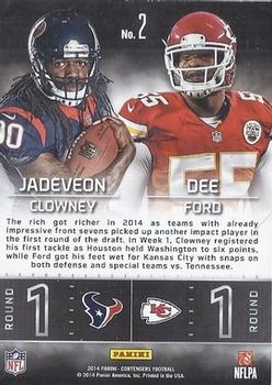 2014 Panini Contenders - Round Numbers Gold #2 Dee Ford / Jadeveon Clowney Back