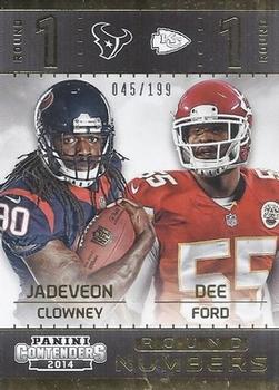 2014 Panini Contenders - Round Numbers Gold #2 Dee Ford / Jadeveon Clowney Front