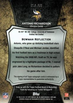 2014 Bowman Sterling - Autographs #BSA-ARI Antonio Richardson Back