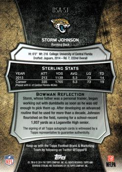 2014 Bowman Sterling - Autographs Black Refractors #BSA-SJ Storm Johnson Back