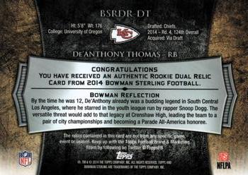 2014 Bowman Sterling - Relics #BSRDR-DT De'Anthony Thomas Back