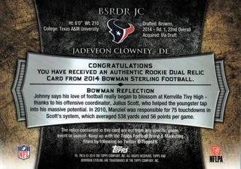 2014 Bowman Sterling - Relics #BSRDR-JC Jadeveon Clowney Back