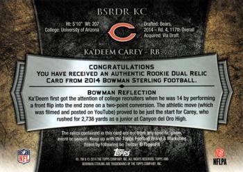 2014 Bowman Sterling - Relics #BSRDR-KC Ka'Deem Carey Back