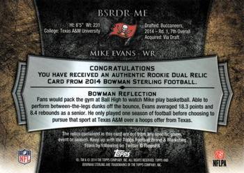 2014 Bowman Sterling - Relics #BSRDR-ME Mike Evans Back