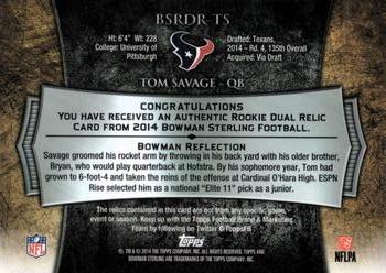 2014 Bowman Sterling - Relics #BSRDR-TS Tom Savage Back