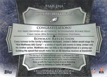 2014 Bowman Sterling - Rookie Autograph Relics Black Refractors #BSAR-JMA Jordan Matthews Back