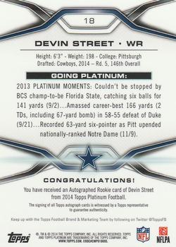 2014 Topps Platinum - Autographs Refractors #18 Devin Street Back