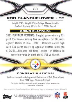 2014 Topps Platinum - Autographs Refractors #28 Rob Blanchflower Back