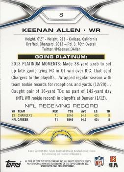 2014 Topps Platinum - Blue Wave Refractors #8 Keenan Allen Back