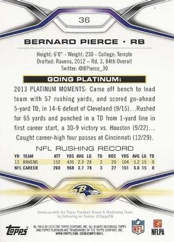 2014 Topps Platinum - Blue Wave Refractors #36 Bernard Pierce Back