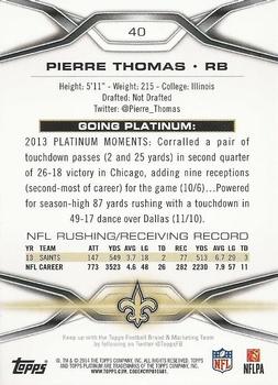 2014 Topps Platinum - Blue Wave Refractors #40 Pierre Thomas Back