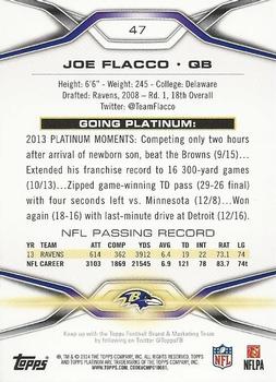 2014 Topps Platinum - Blue Wave Refractors #47 Joe Flacco Back