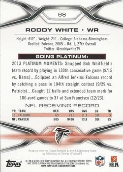 2014 Topps Platinum - Blue Wave Refractors #68 Roddy White Back