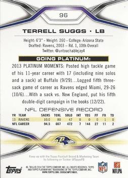 2014 Topps Platinum - Blue Wave Refractors #96 Terrell Suggs Back