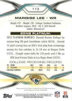 2014 Topps Platinum - Xfractors #113 Marqise Lee Back