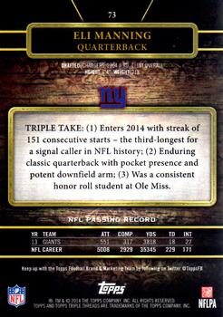 2014 Topps Triple Threads - Purple #73 Eli Manning Back