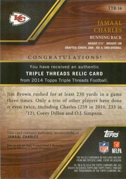 2014 Topps Triple Threads - Relics Emerald #TTR-16 Jamaal Charles Back
