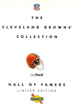 1992 Sunoco Cleveland Browns Hall of Famers - Cover Cards #7 Len Ford Front