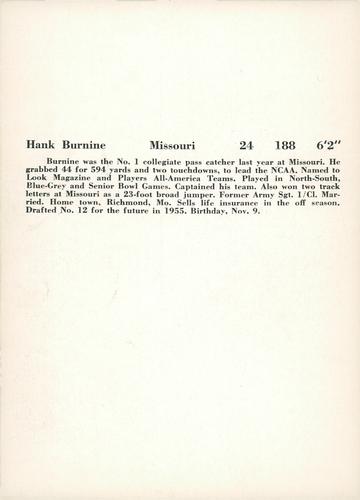 1956 Jay Publishing New York Giants #NNO Hank Burnine Back