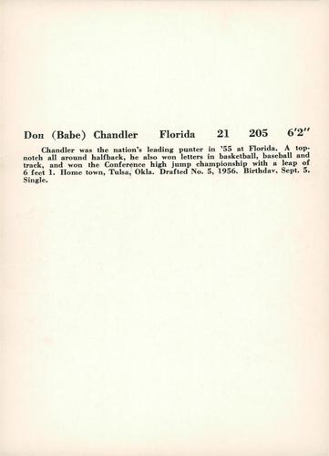 1956 Jay Publishing New York Giants #NNO Don Chandler Back