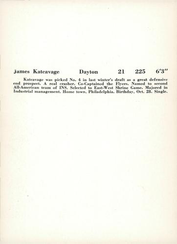 1956 Jay Publishing New York Giants #NNO Jim Katcavage Back