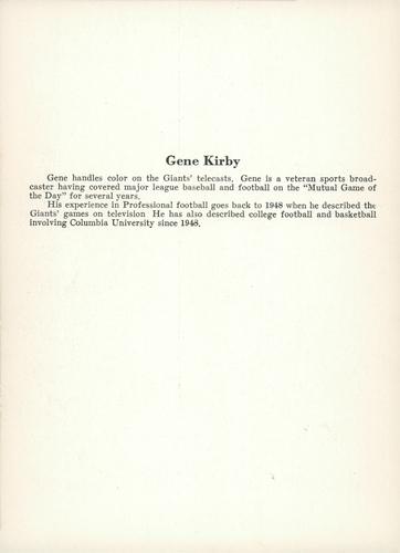 1956 Jay Publishing New York Giants #NNO Gene Kirby Back