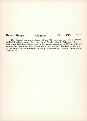 1956 Jay Publishing New York Giants #NNO Henry Moore Back