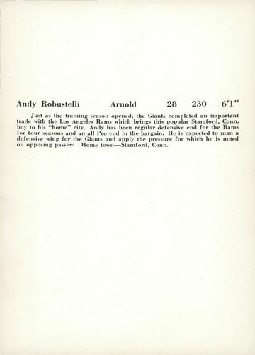 1956 Jay Publishing New York Giants #NNO Andy Robustelli Back