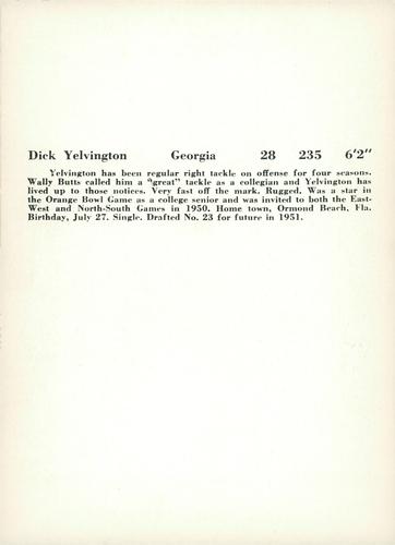 1956 Jay Publishing New York Giants #NNO Dick Yelvington Back
