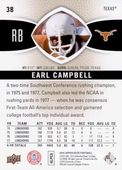 2015 Upper Deck #38 Earl Campbell Back