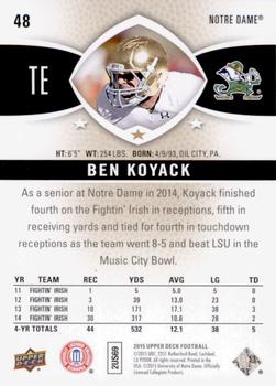 2015 Upper Deck #48 Ben Koyack Back
