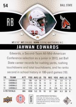 2015 Upper Deck #54 Jahwan Edwards Back