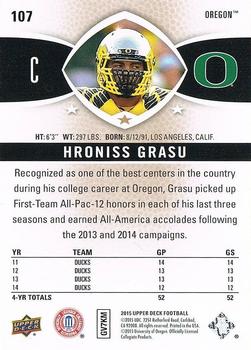 2015 Upper Deck #107 Hroniss Grasu Back