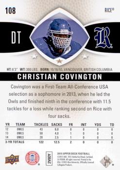 2015 Upper Deck #108 Christian Covington Back