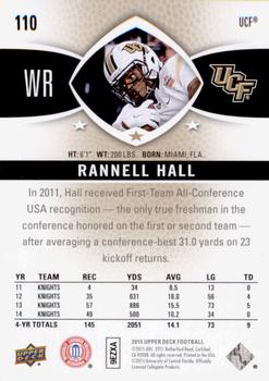 2015 Upper Deck #110 Rannell Hall Back