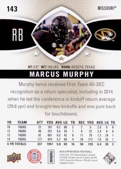 2015 Upper Deck #143 Marcus Murphy Back