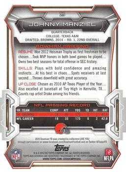 2015 Bowman #25 Johnny Manziel Back