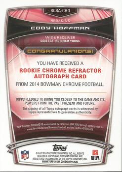 2014 Bowman Chrome - Rookie Autographs Refractors #RCRA-CHO Cody Hoffman Back