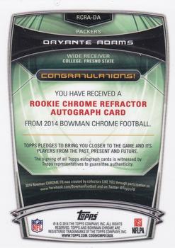 2014 Bowman Chrome - Rookie Autographs Refractors #RCRA-DA Davante Adams Back