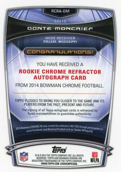 2014 Bowman Chrome - Rookie Autographs Refractors #RCRA-DM Donte Moncrief Back