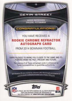 2014 Bowman Chrome - Rookie Autographs Refractors #RCRA-DS Devin Street Back