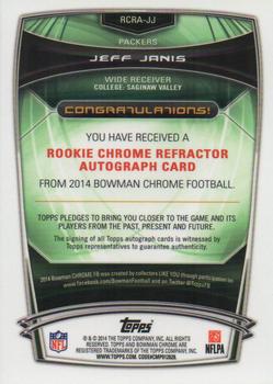2014 Bowman Chrome - Rookie Autographs Refractors #RCRA-JJ Jeff Janis Back
